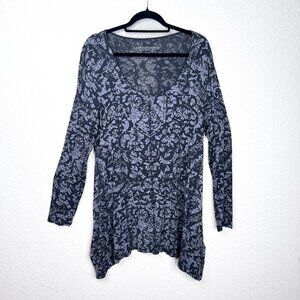 Soft Surroundings Lavender Gray Boho Print Tunic High-Low Hem Size M